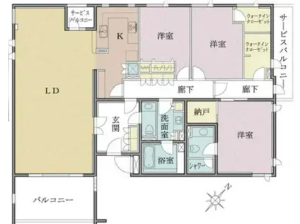 マジェス元麻布ガーデンズD棟(3LDK/3階)の間取り写真