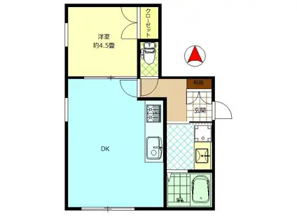 フェリーチェ(1DK/2階)の間取り写真