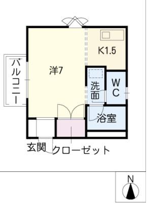 ヒルズ内山(1K/1階)の間取り写真