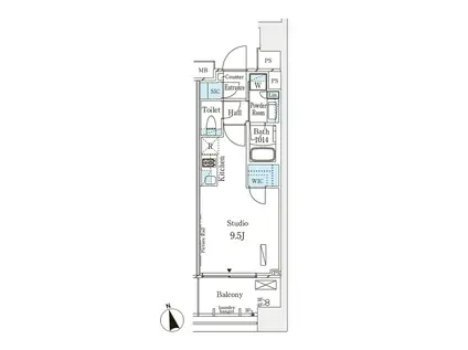 パークナードフィット南青山VISTA(ワンルーム/9階)の間取り写真