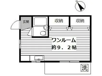 カーサ山崎(ワンルーム/1階)の間取り写真