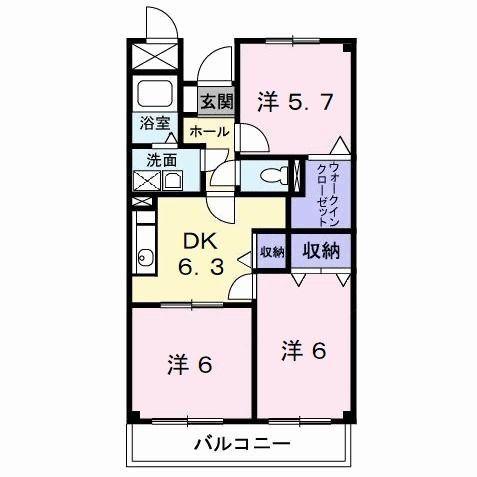 ハイツピュアティ(3DK/3階)の間取り写真