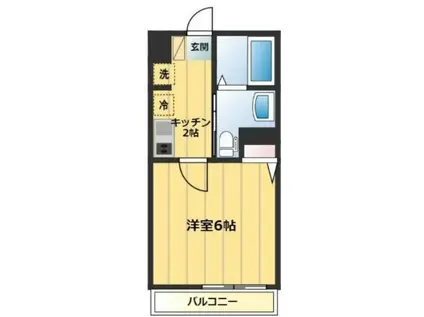 ウエストガーデン所沢(1K/2階)の間取り写真