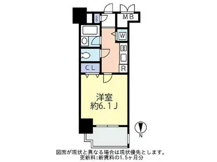 グランヴァン両国II(1K/6階)の間取り写真