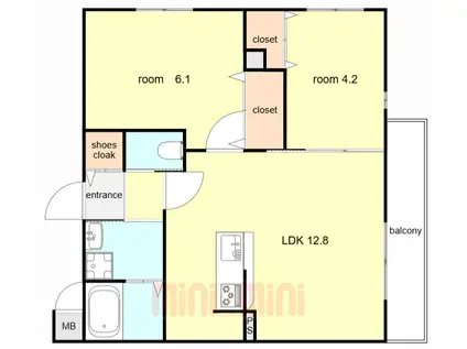 ワコーレヴィータ垂水坂上1丁目(1SLDK/2階)の間取り写真