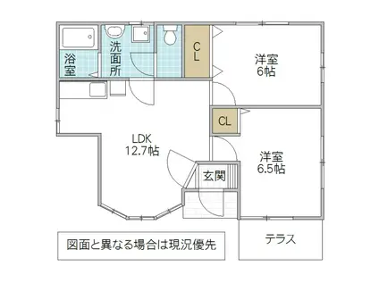 グロブナーハウス B棟(2LDK/1階)の間取り写真