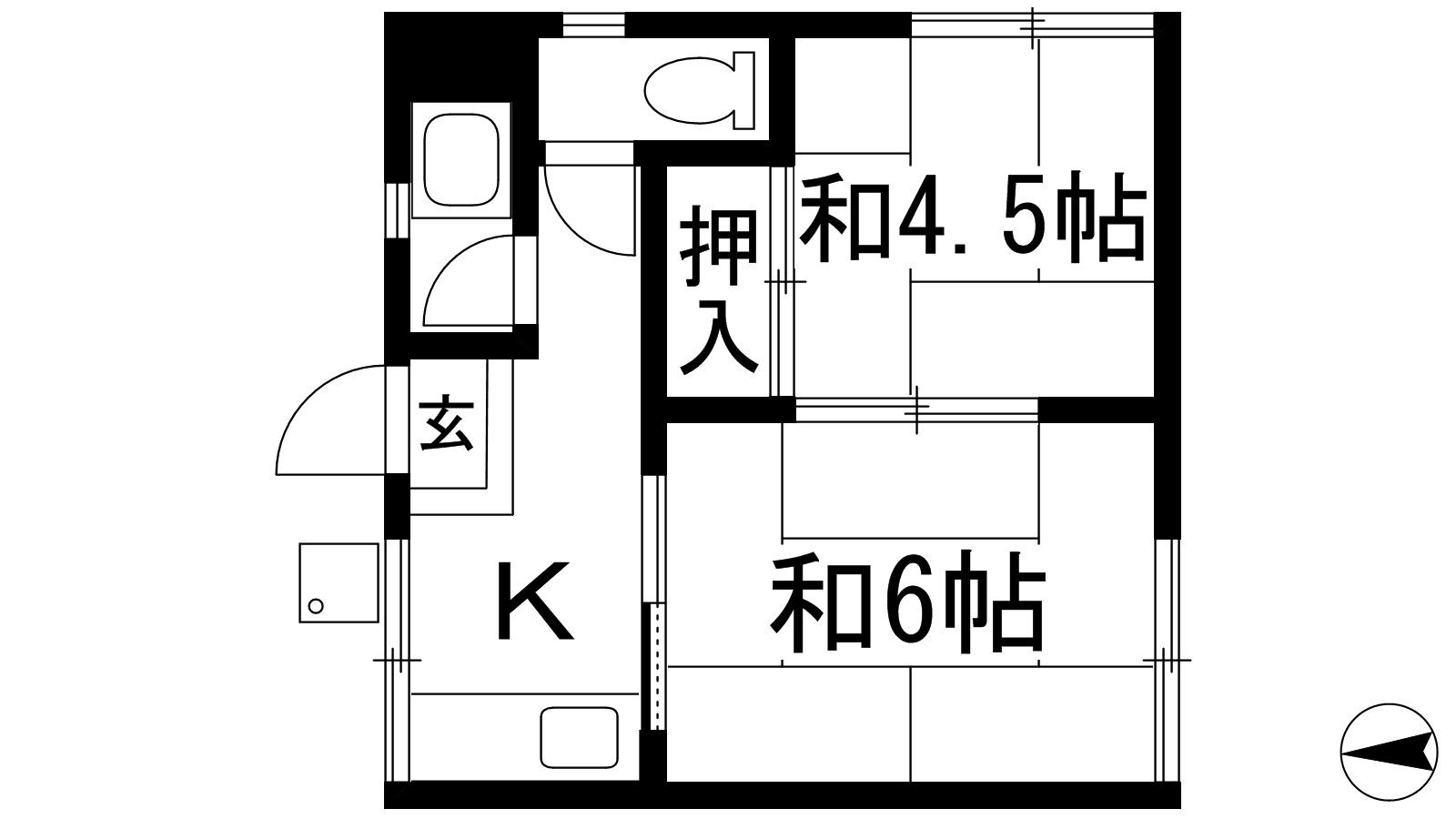 谷田ハイツ(2K/2階)の間取り写真