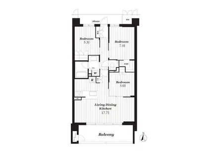 サンメゾン千種公園東(3LDK/6階)の間取り写真
