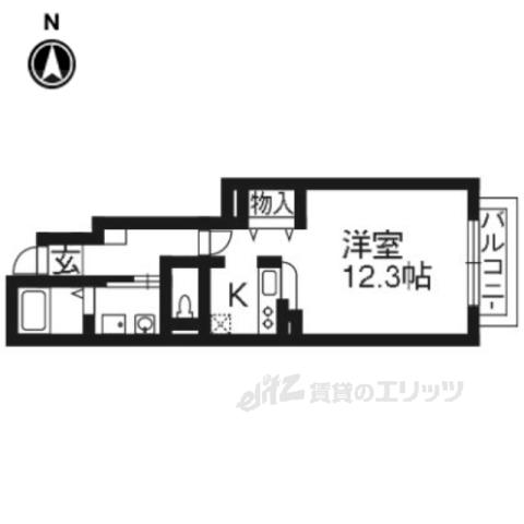 エバーグリーンA(1K/1階)の間取り写真