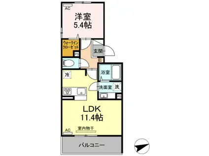 テラバスタ新南部(1LDK/2階)の間取り写真