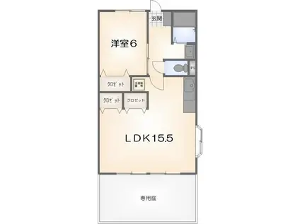 ヴェルセゾン新田I(1LDK/1階)の間取り写真