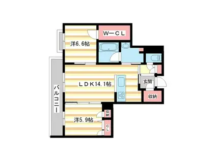 プラート キアリノ(2LDK/3階)の間取り写真