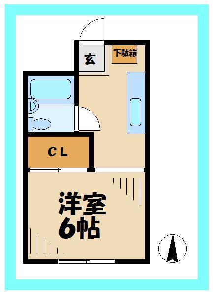 コーポフジ(1K/3階)の間取り写真