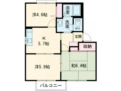 コーポ山内 A(3K/2階)の間取り写真