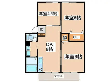 メゾンド杏里(3DK/1階)の間取り写真