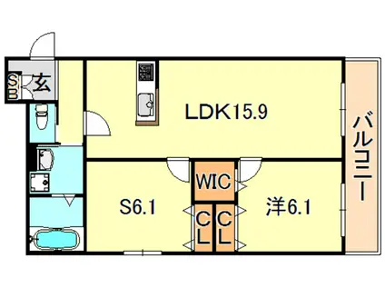 へーベルメゾン西明石B(1SLDK/2階)の間取り写真