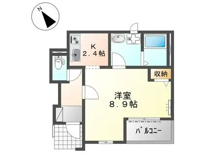 クリオネIII(1K/1階)の間取り写真