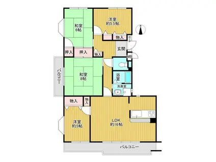 アヴニール鹿の子台(4LDK/3階)の間取り写真