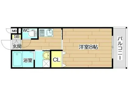 フェリーチェ真上II(1K/3階)の間取り写真