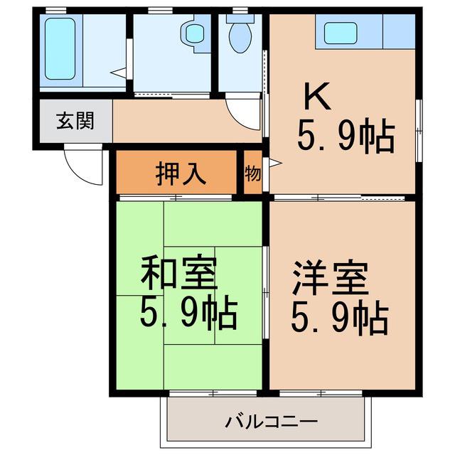 シャーメゾン高松(2K/2階)の間取り写真