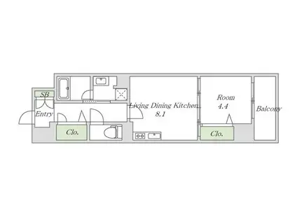 クラヴィーア江坂・江の木町(1LDK/5階)の間取り写真