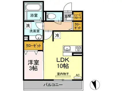 ISOKAZE(1LDK/2階)の間取り写真