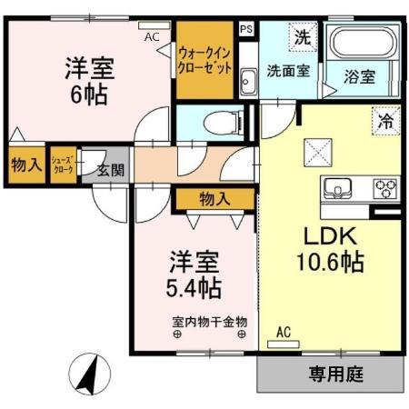 ヒトツバタゴ(2LDK/1階)の間取り写真