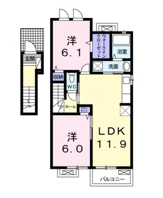 ディエス・リーオ(2LDK/2階)の間取り写真