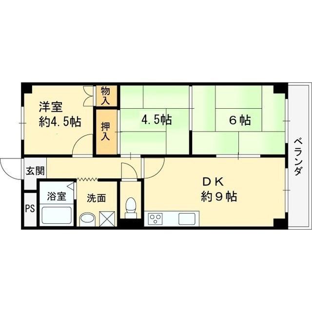 ウエストヒル(3LDK/4階)の間取り写真