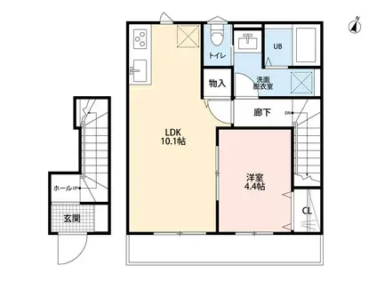 リーブルファイン東千葉(1LDK/1階)の間取り写真