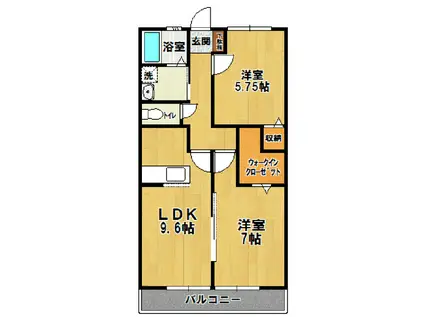 コンフォートつくばⅡ(2LDK/1階)の間取り写真