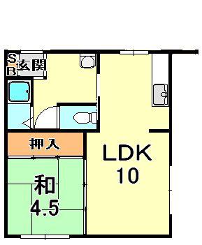 原田マンション大石(1LDK/2階)の間取り写真