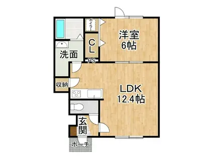 コーポ2023(1LDK/1階)の間取り写真