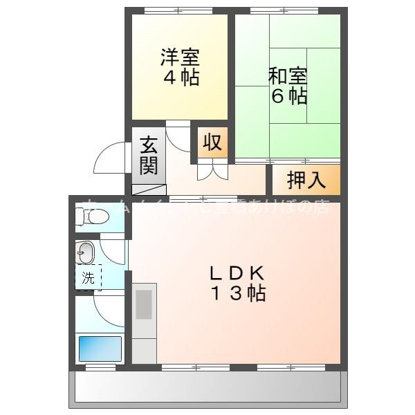 音羽ハイツ(2LDK/2階)の間取り写真