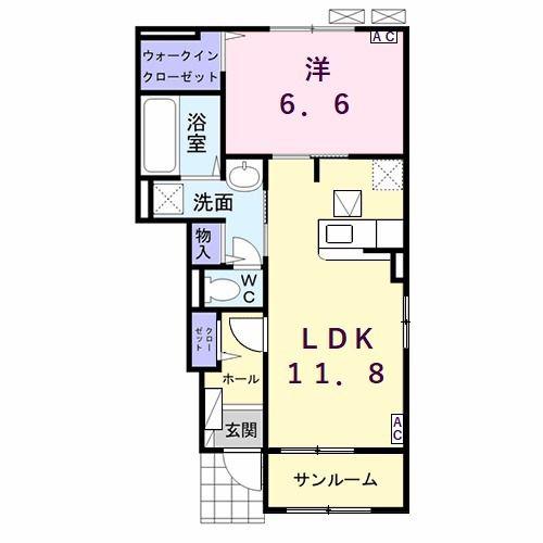 アン・リジェール(1LDK/1階)の間取り写真