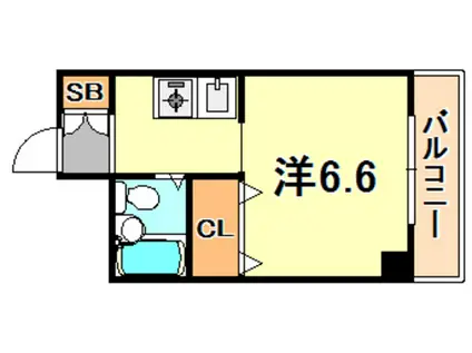 ラプリュム(1K/6階)の間取り写真