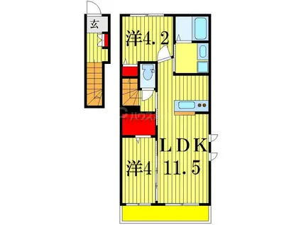 クレセントB(2LDK/2階)の間取り写真