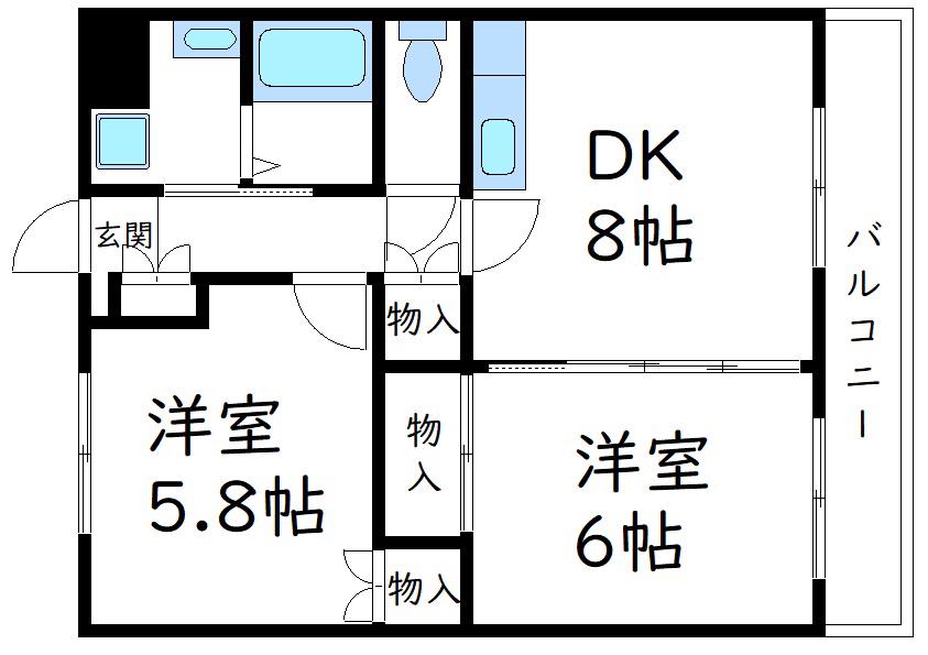 グランドールT(2DK/1階)の間取り写真
