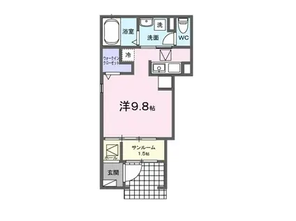 ソラティオーラ(ワンルーム/1階)の間取り写真