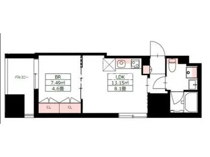 NIFIT NIHONBASHI YOKOYAMACHO(1LDK/8階)の間取り写真