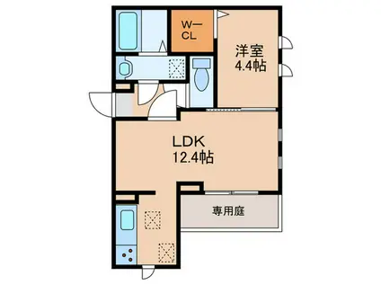 クレストヴェール清水(1LDK/1階)の間取り写真