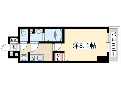 トパーズ江坂(1K/3階)の間取り写真