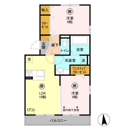 セントラルパーク(2LDK/2階)の間取り写真
