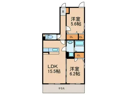 サンセール(2LDK/3階)の間取り写真