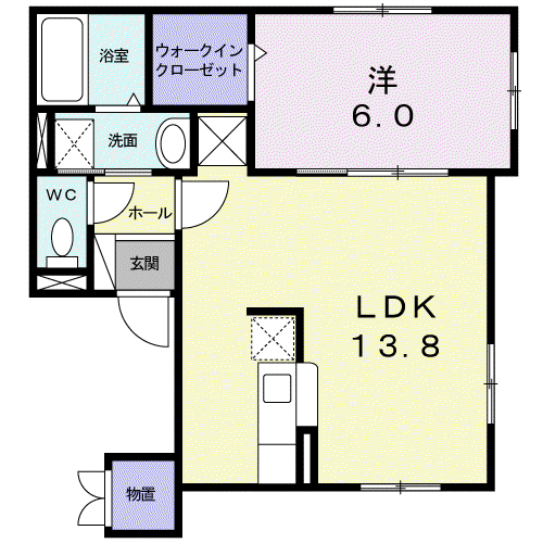 メヌエット(1LDK/1階)の間取り写真
