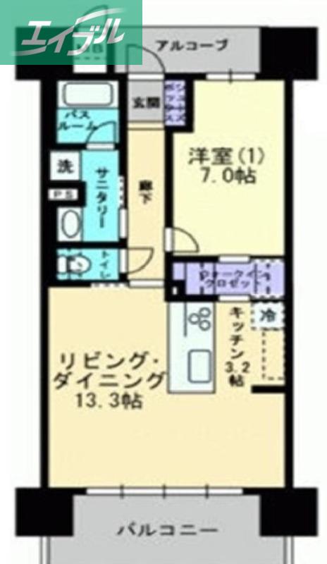 アルファステイツ大学病院通(1LDK/4階)の間取り写真
