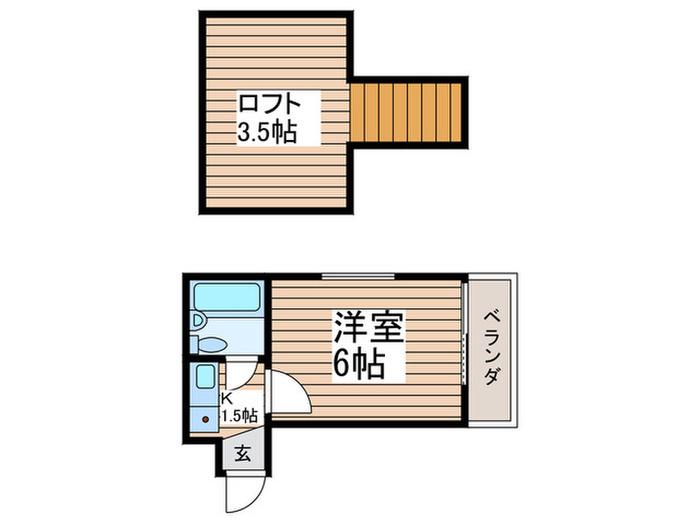 ジュネパレス柏第65(1K/2階)の間取り写真