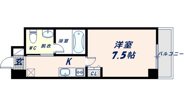 GOTTS大今里(1K/2階)の間取り写真