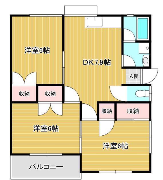 第八サンコーポ(3DK/2階)の間取り写真
