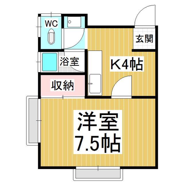 笠原学園原新田教場アパート(1K/2階)の間取り写真